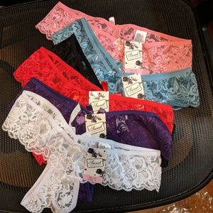 NWT Lot 6 Lace Thong Womens Panties Panty Size L